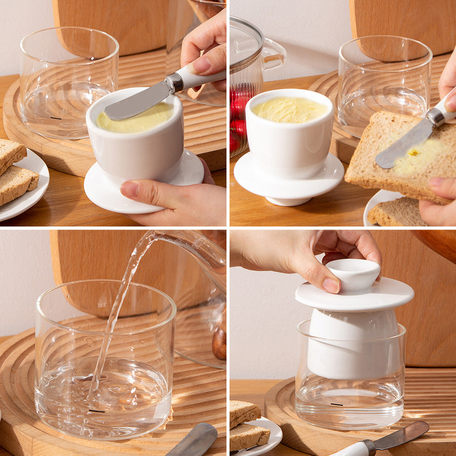 Ceramic French Butter Keeper – Glass Base