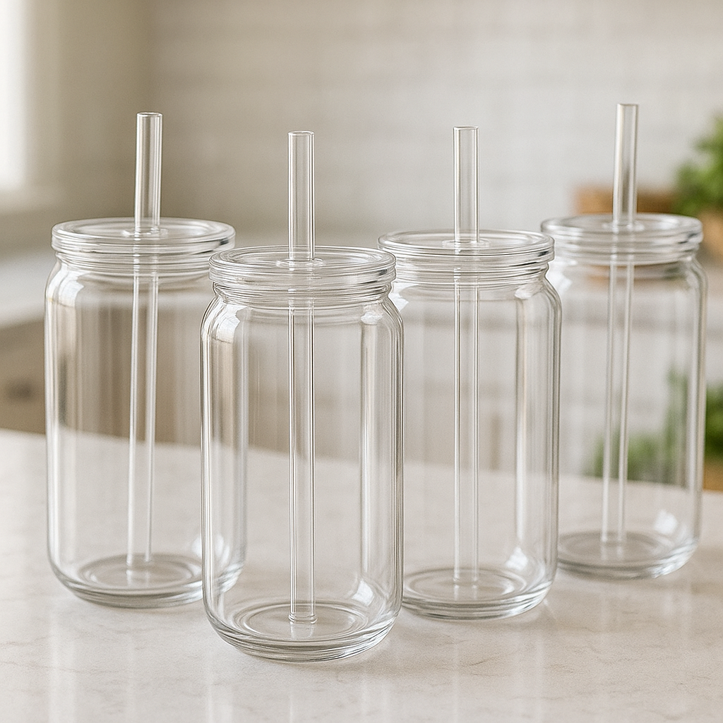 Crystal Clear Can Tumbler with Lid